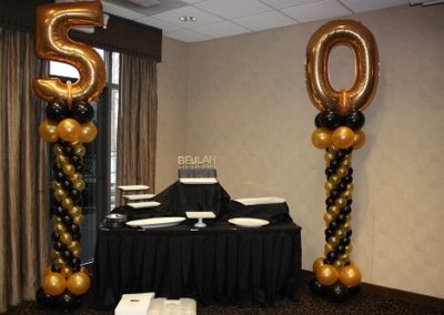 Black & Gold 50th Milestone Balloon Column for Dessert Table