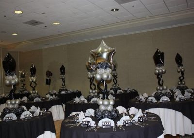 Hollywood Theme in Black with Stars - Silver & Clear Balloons