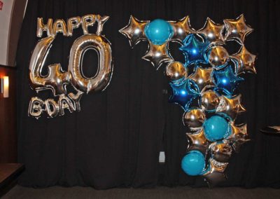 Silver & Blue 40th Birthday Photo Balloon Backdrop