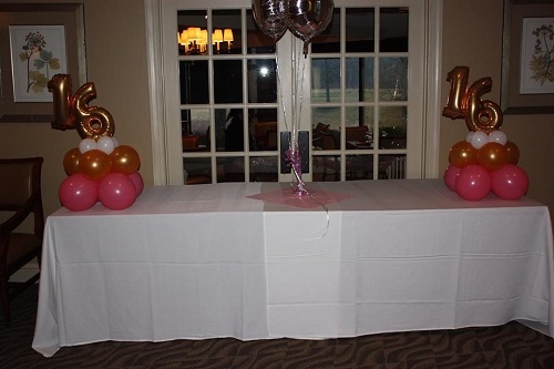 Sweet 16 Centerpiece in Hot Pink and Gold
