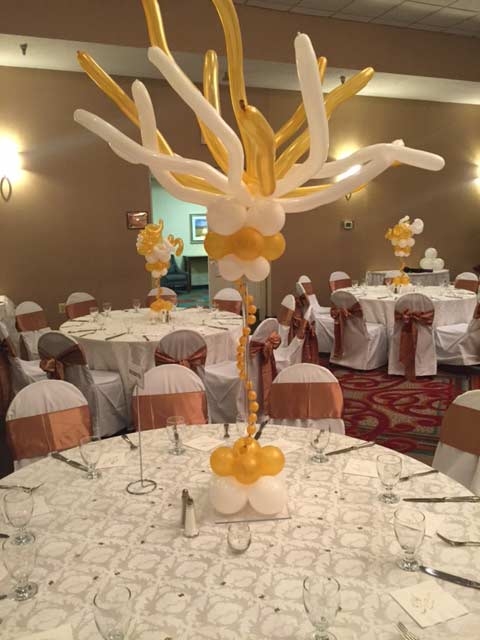 White and Gold Centerpiece with Fireworks