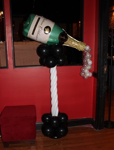 Champagne Bottle with Bubbles Topper Column