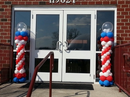 White Blue and Red Column for Church Anniversary Event