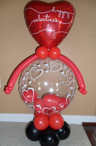 Valentines Day Clear Balloon with Red Hearts