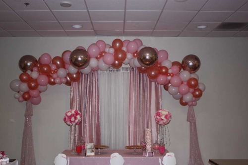 Pink Shades and White Organic Backdrop Arch